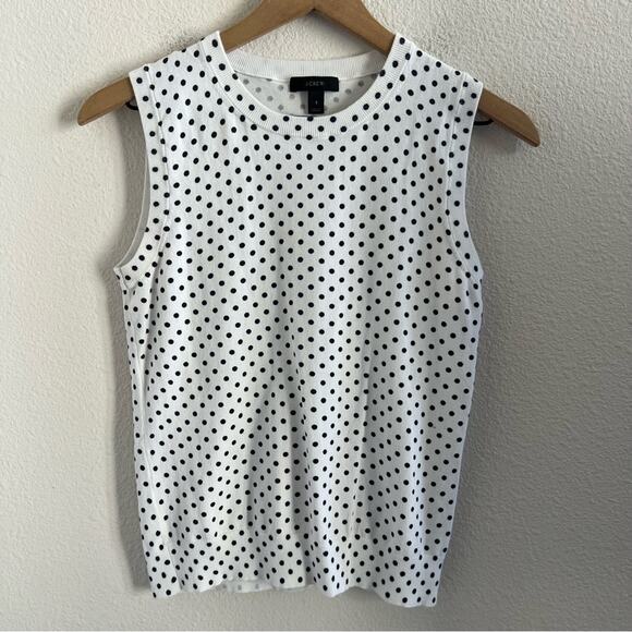 J Crew Polka Dot White Blue Preppy Feminine Small - Picture 1 of 6